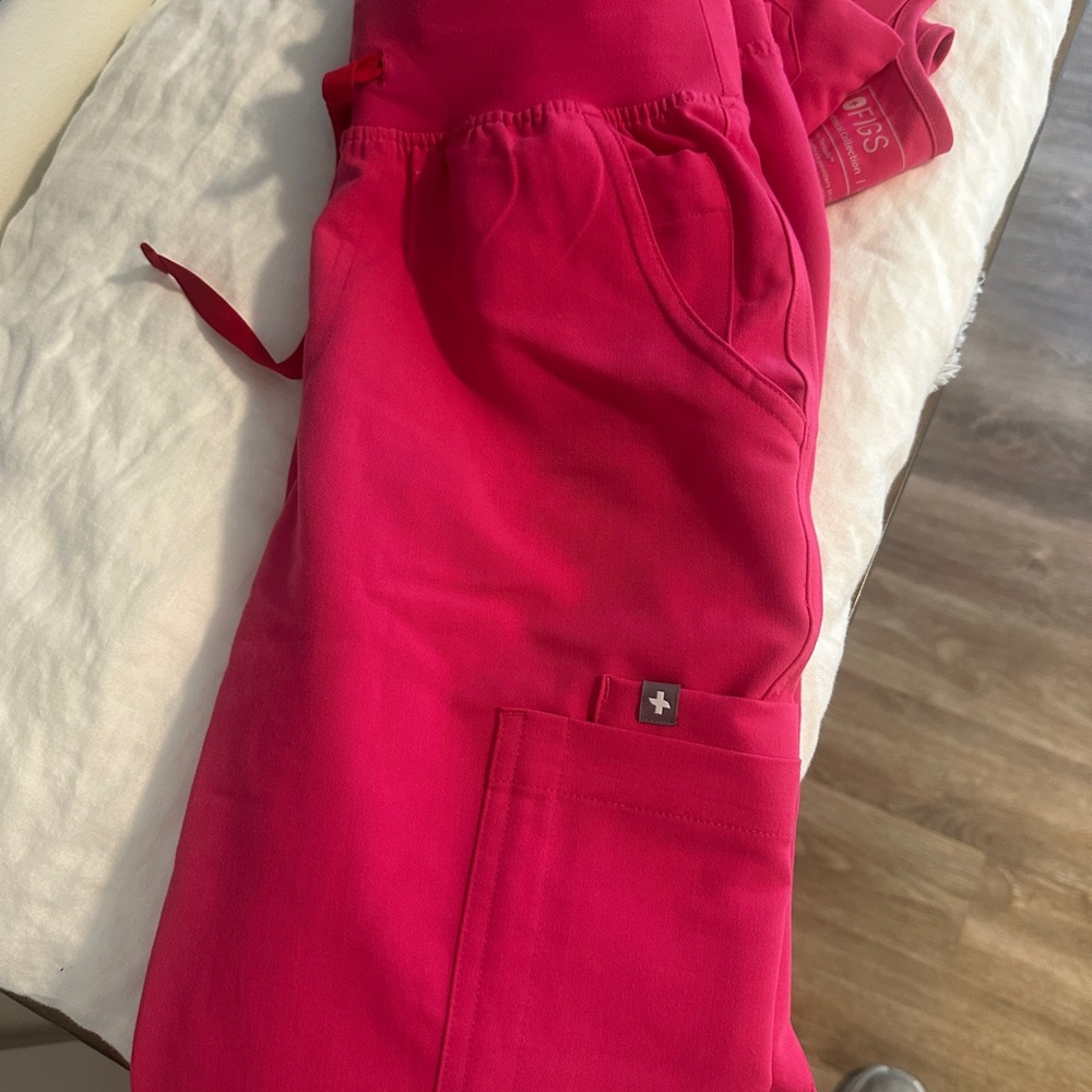 Figs Pink Scrub Pants and top